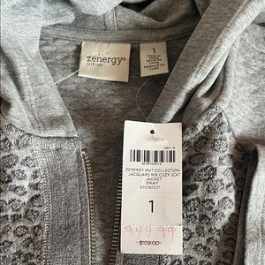 Zenergy by Chico's Gray Jacquard Knit Cozy Jacket